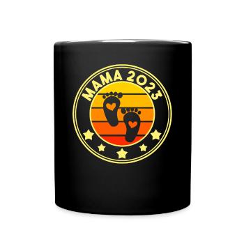 Mutter 2023 Schwanger Werdende Mama - Tasse einfarbig - Schwarz - Vorne
