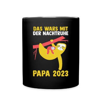 Vater 2023 Schwanger Werdender Papa - Tasse einfarbig - Schwarz - Vorne