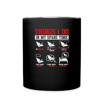 Dinge, die ich in meiner Freizeit mache Papierfalt - Tasse einfarbig - Schwarz - Vorne