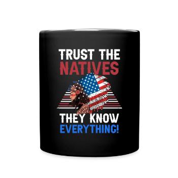 Amerikanischer Kopfschmuck Erste Amerikaner Native - Tasse einfarbig - Schwarz - Vorne
