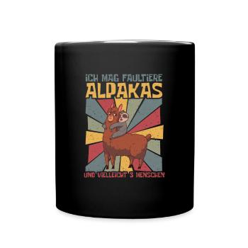 Ich mag Faultiere, Alpakas & vielleicht 3 Menschen - Tasse einfarbig - Schwarz - Vorne
