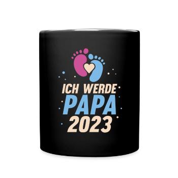 Vater 2023 Schwanger Werdender Papa - Tasse einfarbig - Schwarz - Vorne