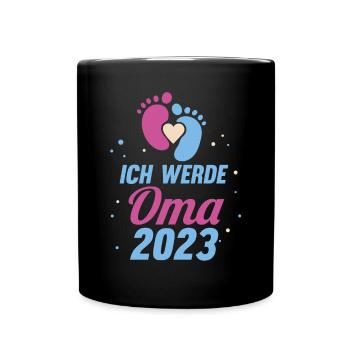 Großmutter 2023 Schwanger Werdende Oma - Tasse einfarbig - Schwarz - Vorne