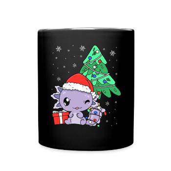 Kawaii Axolotl Arbre de Noël Cadeau de Noël - Mug uni - noir - Devant