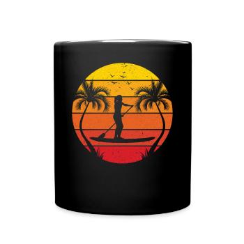 Sports nautiques SUP Girl - Coucher de soleil Stand Up Paddle Boa - Mug uni - noir - Devant