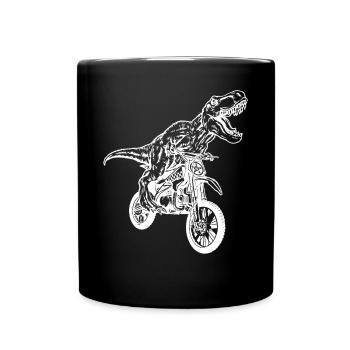 Dirt Bike Dinosaur Dirtbike Dino - Motocross Dinos - Full Colour Mug - black - Front