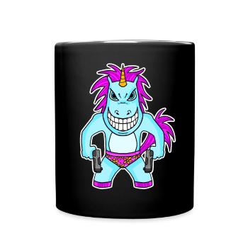Unicorn with pistol - Full Colour Mug - black - Front
