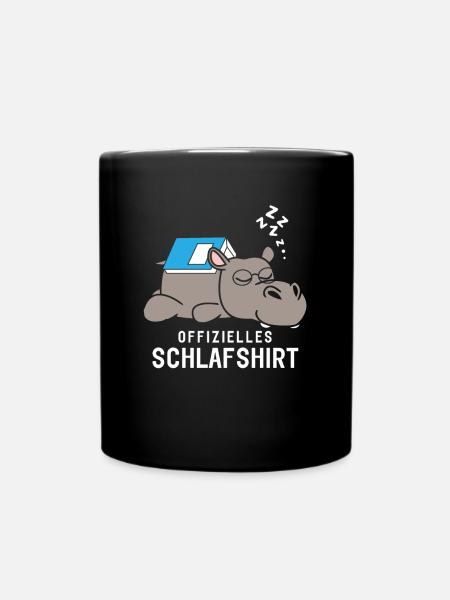 Offizielles Schlafshirt Pyjama Nilpferd mit Buch - Tasse einfarbig - Schwarz