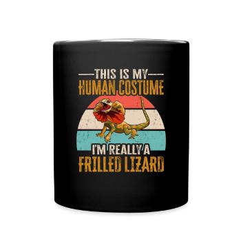 Kragenechse Frilled-neck lizard Reptil Herpetologe - Tasse einfarbig - Schwarz - Vorne