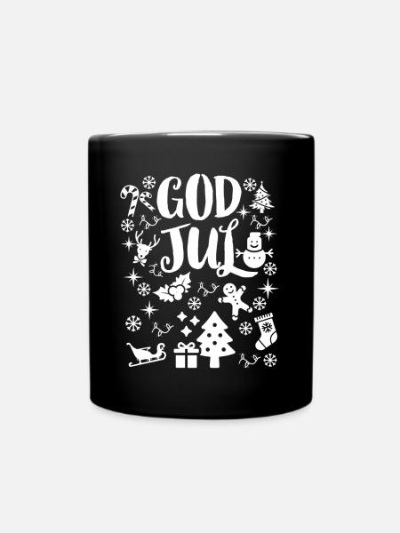 Frohe Weihnachten, Frohe Weihnachten, Frohe Weihnachten - Tasse einfarbig - Schwarz