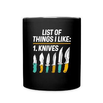 Metzgermesser Messer Messersammler - Tasse einfarbig - Schwarz - Vorne