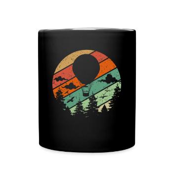 Retro Vintage hot air balloon - Tasse einfarbig - Schwarz - Vorne