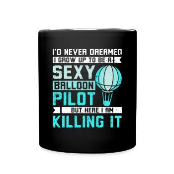 Sexy hot air balloon pilot - Full Colour Mug - black - Front