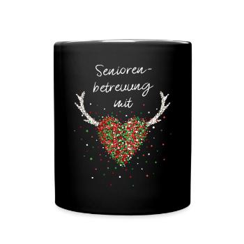 Seniorenbetreuung Mit Herz Weihnachtsfeier - Tasse einfarbig - Schwarz - Vorne