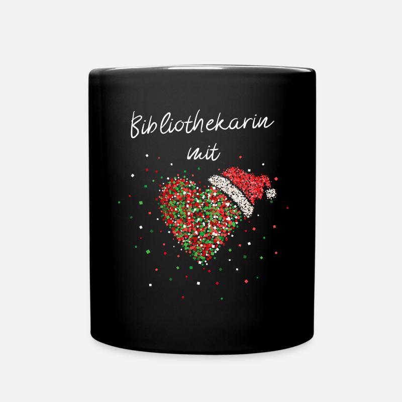 Bibliothekarin mit Herz Bücher Nikolausmütze - Tasse einfarbig - Schwarz