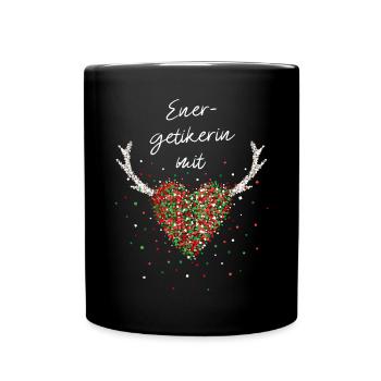 Energetikerin mit Herz Weihnachtsfeier Wichteln - Tasse einfarbig - Schwarz - Vorne