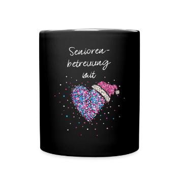 Seniorenbetreuung Mit Herz Wichteln Weihnachtszeit - Tasse einfarbig - Schwarz - Vorne