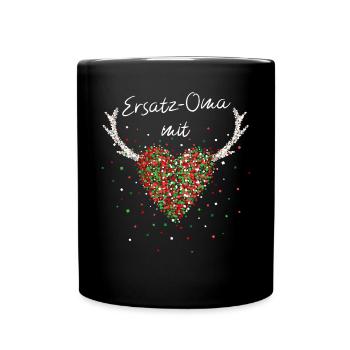Ersatzoma Oma Weihnachtsgeschenk Nikolausmütze - Tasse einfarbig - Schwarz - Vorne