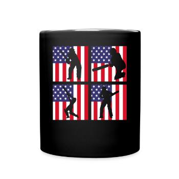 Cricket American Flag Cricketing - Cricket Player - Full Colour Mug - black - Front