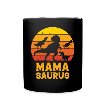 Mamasaurus Mama Dinosaur Family Mama Dino Mamasaur - Full Colour Mug - black - Front
