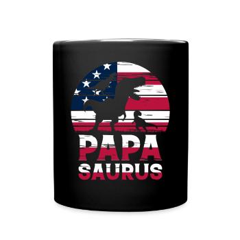 Papa Saurus Papa Dinosaure Drapeau américain Dino Papas - Mug uni - noir - Devant