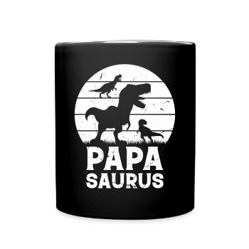 Papasaurus Papa Dinosaur Family Papa Dino Papa Sau - Full Colour Mug - black - Front