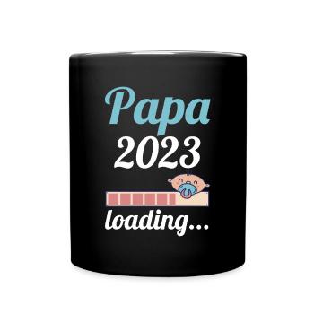 Vater 2023 Schwanger Werdender Papa - Tasse einfarbig - Schwarz - Vorne