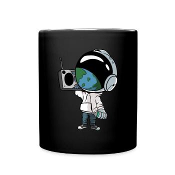 Astronaute avec enregistreur à cassette des années 80 - Mug uni - noir - Devant