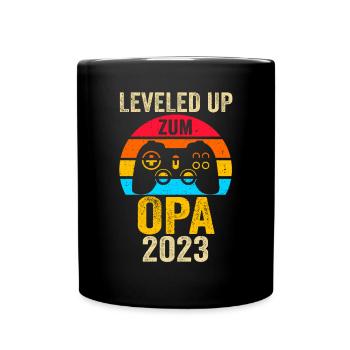Großvater 2023 Schwanger Gamer Zocker Gaming Opa - Tasse einfarbig - Schwarz - Vorne