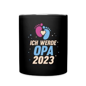 Großvater 2023 Schwanger Werdender Opa - Tasse einfarbig - Schwarz - Vorne