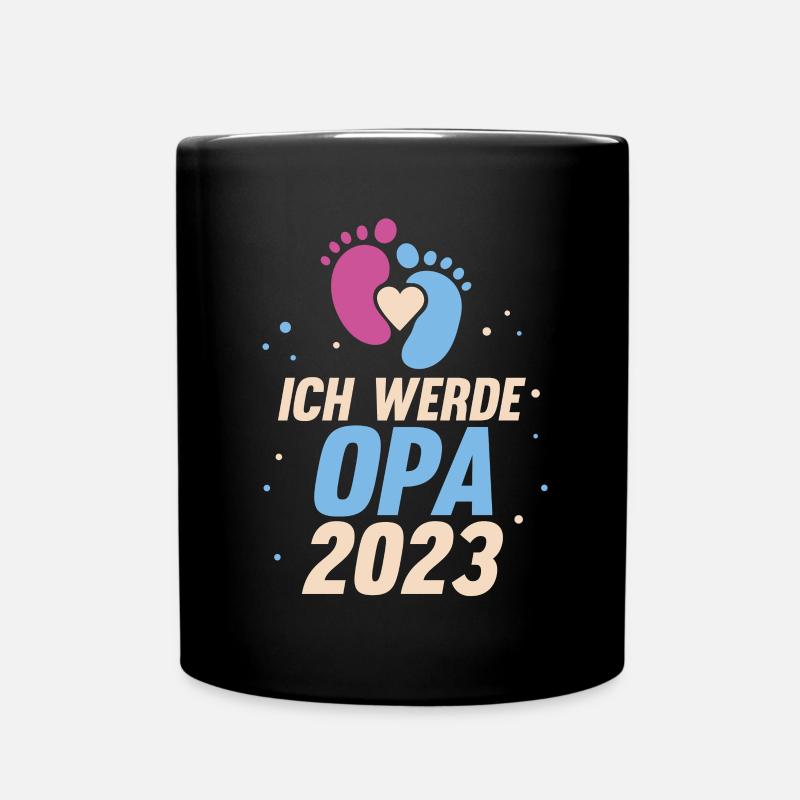 Großvater 2023 Schwanger Werdender Opa - Tasse einfarbig - Schwarz