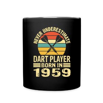 Ne jamais sous-estimer le joueur de fléchettes né en 1959 - Mug uni - noir - Devant