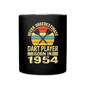 Never Underestimate Dart Player Born In 1954 - Tasse einfarbig - Schwarz - Vorne