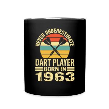 Ne jamais sous-estimer le joueur de fléchettes né en 1963 - Mug uni - noir - Devant