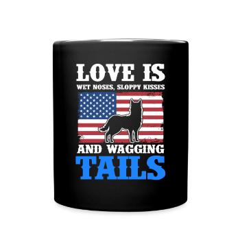 Flag Puppy Tail-wagging dog owner - Full Colour Mug - black - Front