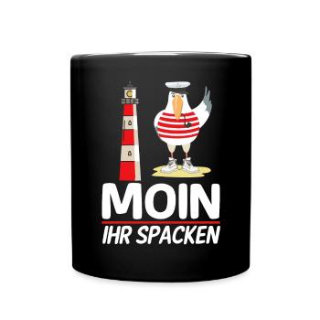 Moin Ihr Spacken Möwe Norddeutsch Plattdeutscher - Full Colour Mug - black - Front