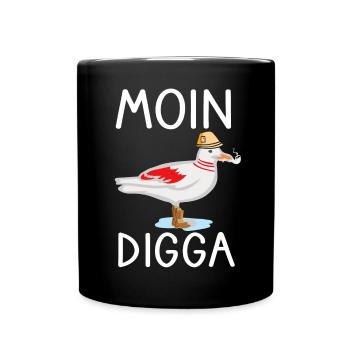 Moin Digga Seagull Nord Allemand Bas Allemand Dicton - Mug uni - noir - Devant