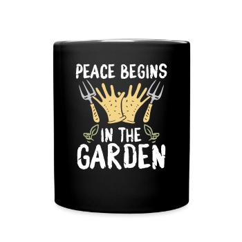 Peace begins in the garden - Full Colour Mug - black - Front