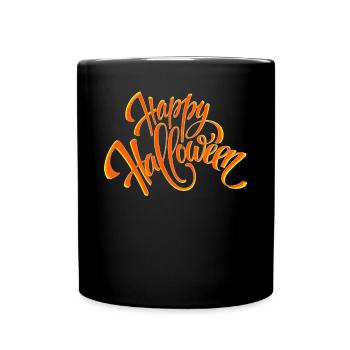HAPPY HALLOWEEN LETTERING - Full Colour Mug - black - Front