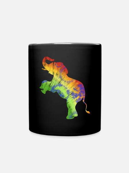 Regenbogen Batik Elephant Elefant - Tasse einfarbig - Schwarz