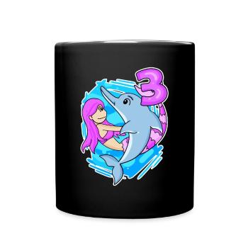 3. Geburtstag Mädchen 3 Jahre alt Meerjungfrau - Tasse einfarbig - Schwarz - Vorne