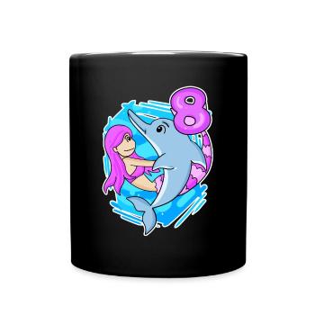 8ème anniversaire Fille de 8 ans Sirène - Mug uni - noir - Devant