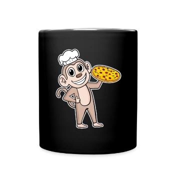 Pizza Maker Pizza Chef Monkey Italian - Full Colour Mug - black - Front