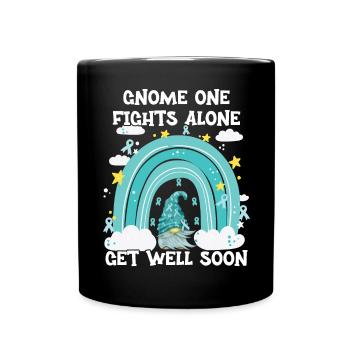 Gnome One Fights Alone Uterine Cancer - Full Colour Mug - black - Front