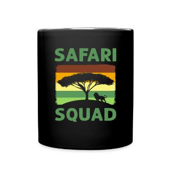 Safari-kader. Safari-familienurlaub - Tasse einfarbig - Schwarz - Vorne