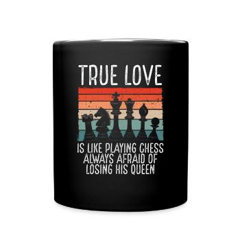Wahre Liebe Ist Schach retro - Tasse einfarbig - Schwarz - Vorne