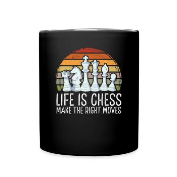 Life is Chess Retro Vintage - Full Colour Mug - black - Front