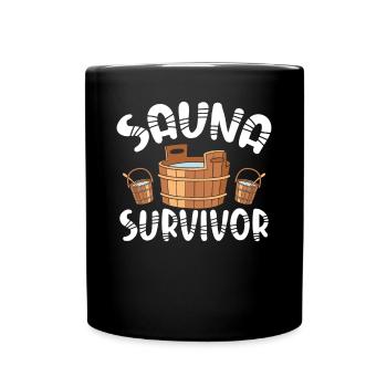 Sauna überlebender - Tasse einfarbig - Schwarz - Vorne