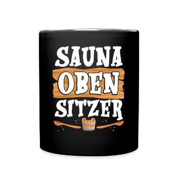 Sauna upstairs seater - Full Colour Mug - black - Front