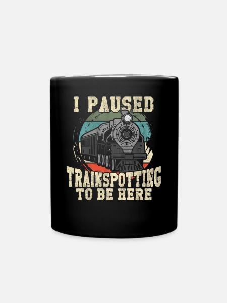 Steam Train Driver Trainspotting - Full Colour Mug - black
